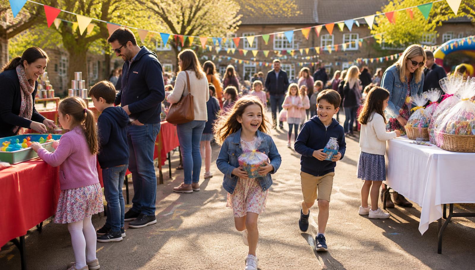 Fête et jeux dans une cour d’école