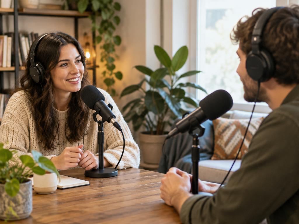 Microphones dans un studio de podcast