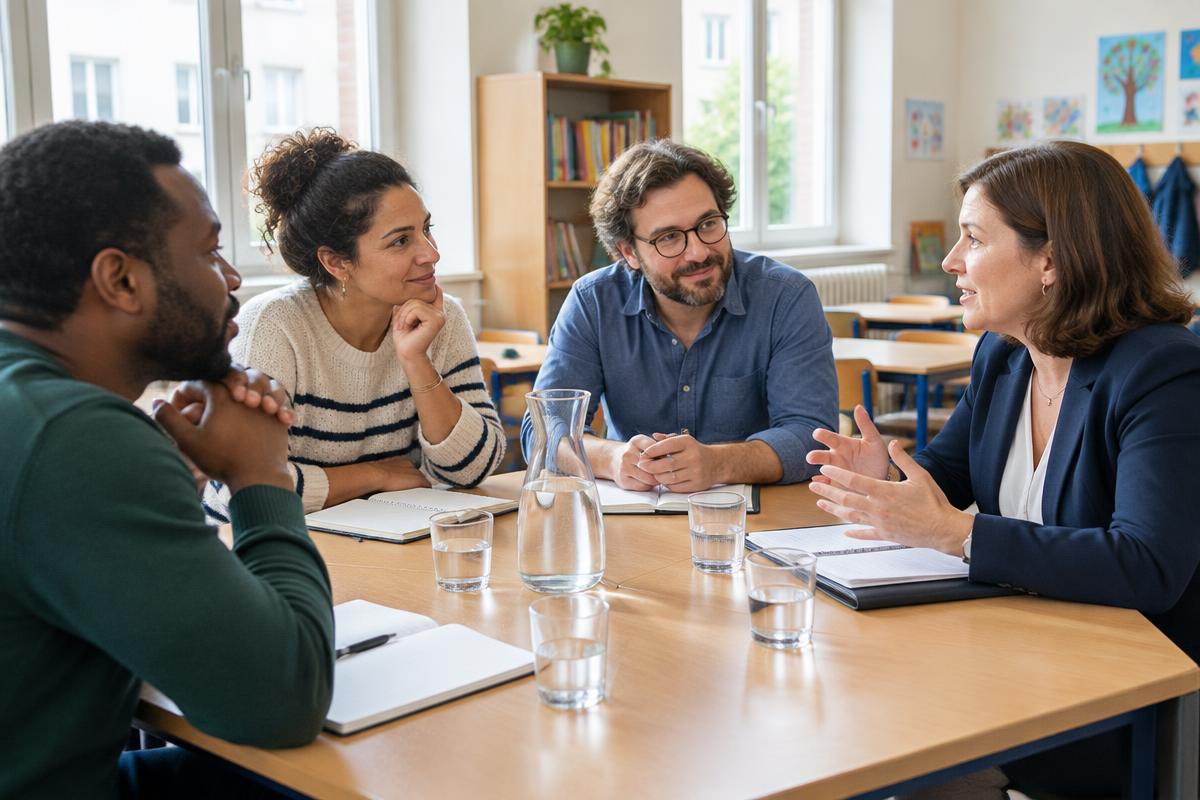 Réunion entre parents et équipe éducative